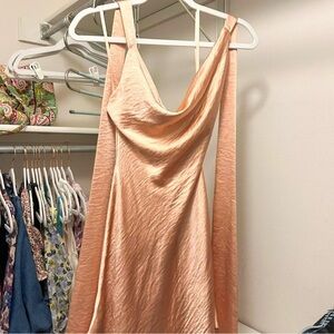 Selfie Leslie Orange Slip Dress Sleeveless Cowl Neck